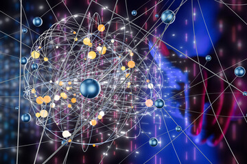 Poster - conference Digital Network and data concept 3d