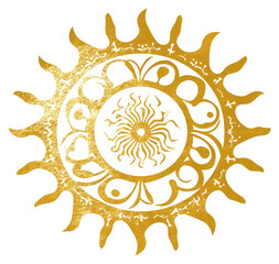 Poster - PNG Sun pattern gold chandelier.