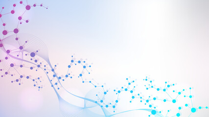 Wall Mural - structure molecule and communication. dna, atom, neurons. scientific concept for your design. connec