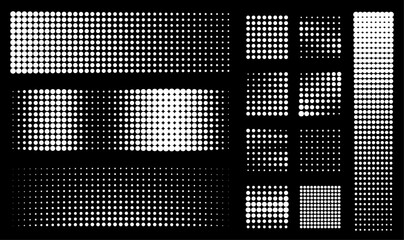 Poster - Trames Points background set. Black fading comic pop art overlay texture collection. Dotted halftone gradient vector pattern 