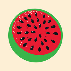 Wall Mural - Flat vector illustration of watermelon slices