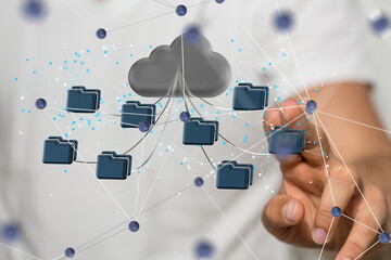 Poster - small data Cloud technology. Polygonal wireframe art looks like constellation