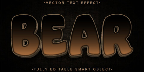 Poster - Hairy Bear Brown Animal Vector Fully Editable Smart Object Text Effect