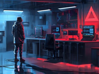 Aufkleber - hacker infiltrating high security facility with advanced tools and devices
