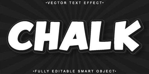 Poster - Cartoon Black And White Chalk Vector Fully Editable Smart Object Text Effect