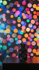 Wall Mural - A Living Room With A Colorful Polka Dots Wall.