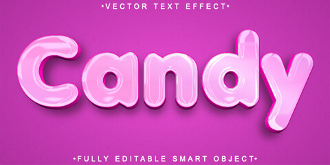 Poster - Cartoon Sweet Cute Jelly Candy Vector Fully Editable Smart Object Text Effect