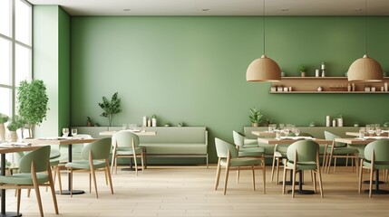 Wall Mural - A Restaurant With Modern Furniture And A Minimalist Aesthetic Design.