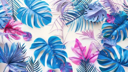 Sticker - Tropical Leaf Collage in Vibrant Hues