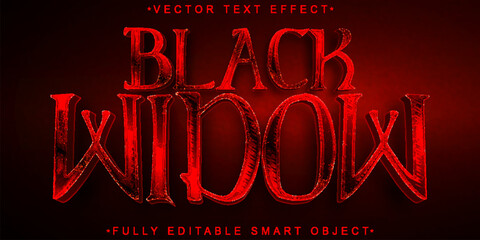 Poster - Horror Red Black Widow Vector Fully Editable Smart Object Text Effect