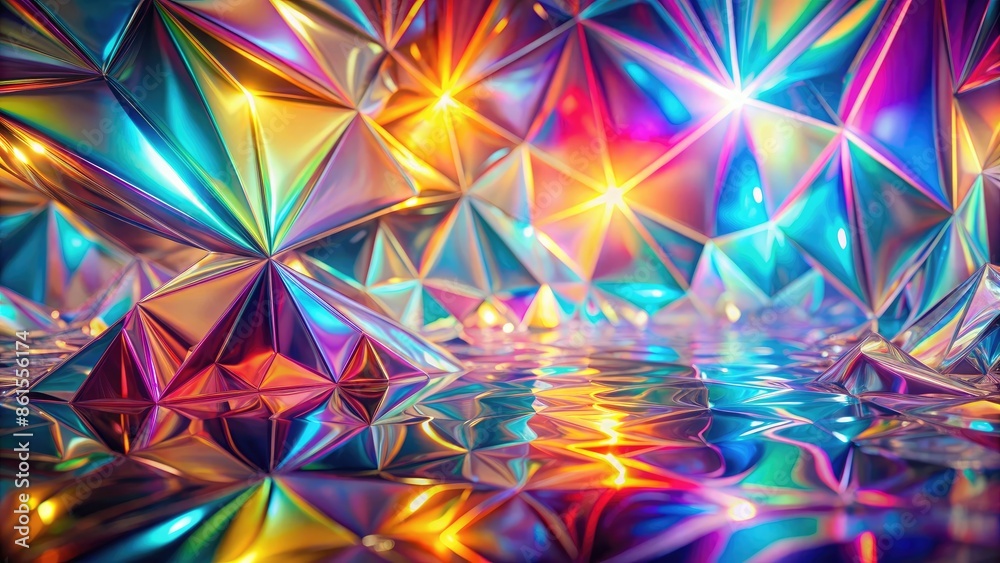 abstract prismatic background with rainbow reflection of light with bright holographic pastel colors, creating a stunning and dreamy visual effect, digital art, brilliant glaring glossy texture