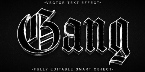 Poster - Silver Gang Vector Fully Editable Smart Object Text Effect
