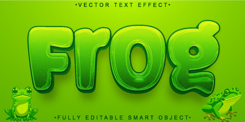 Poster - Green Cartoon Frog Vector Fully Editable Smart Object Text Effect