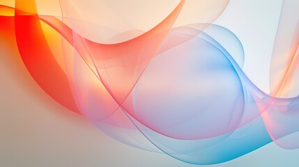 Abstract Blurred Image with Blue, Orange, and Red Pattern on White