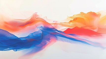 abstract blurred image with blue, orange, and red pattern on white