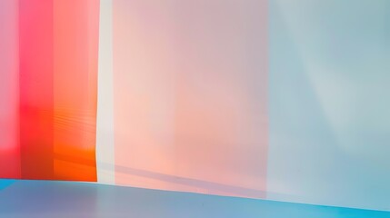 Abstract Blurred Image with Blue, Orange, and Red Pattern on White