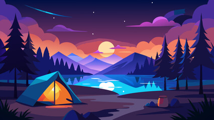 Sticker - camping in the mountains