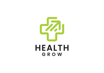 cross health logo. grow medical design icon vector