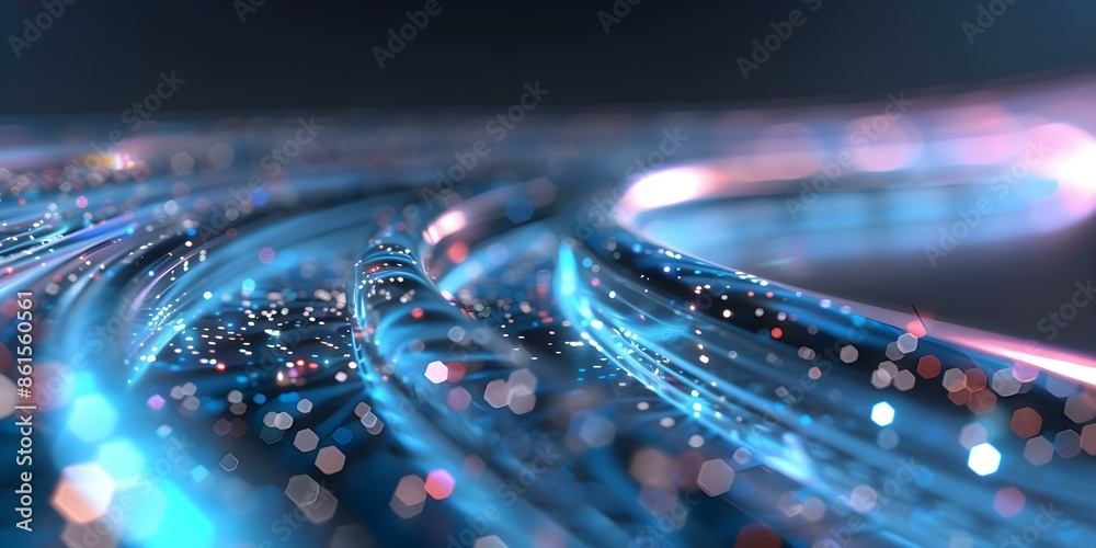 Neonlit abstract technology background with pulsing data lines ...