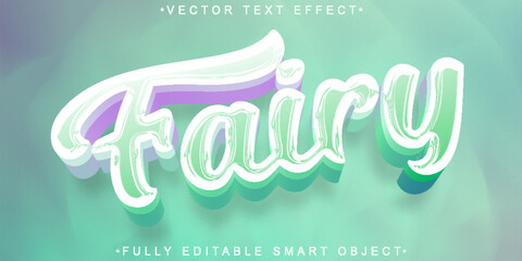 Canvas Print - Cartoon Shiny Cute Fairy Colorful Vector Fully Editable Smart Object Text Effect