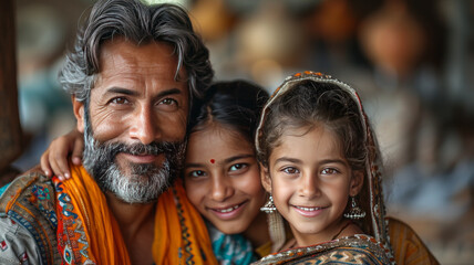 Sticker - professional picture of a very happy Indian family.generative ai