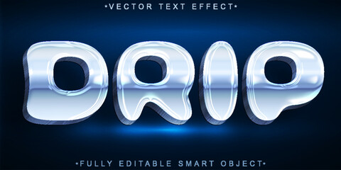 Poster - Blue Liquid Water Drip Vector Fully Editable Smart Object Text Effect