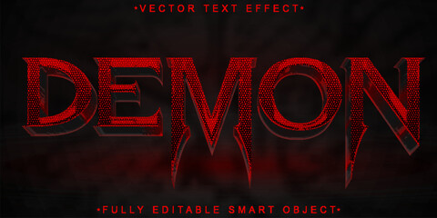 Poster - Dark Red Demon Horror Vector Fully Editable Smart Object Text Effect