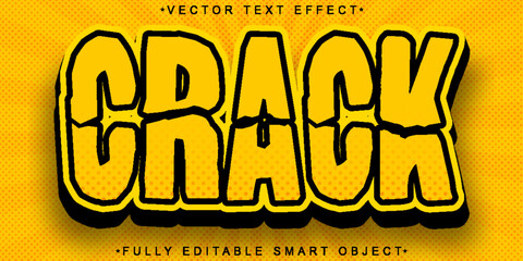 Poster - Cartoon Yellow Crack Vector Fully Editable Smart Object Text Effect