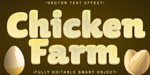 Poster - Cartoon Chicken Farm Vector Fully Editable Smart Object Text Effect