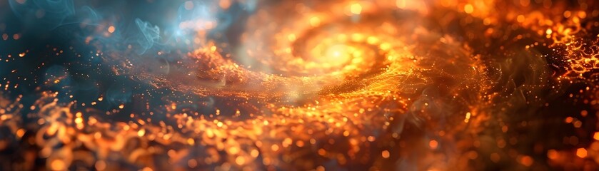 Poster - Captivating Fire Spiral Abstract Background with Dynamic Swirling Flames and Cosmic Energy