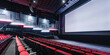 © IndigoElf - Empty conference hall with big screen, nobody. Concert hall or movie theater auditorium