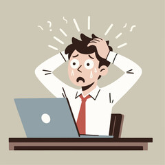 Sticker - a worker who is stressed and confused about his work