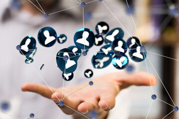 Poster - videoconference group of people talking in social network