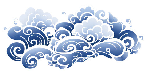 Sticker - PNG Chinese cloud backgrounds pattern white.