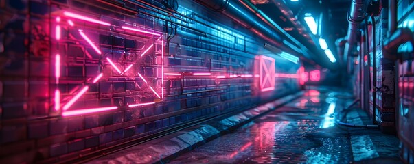 Poster - email icon in a neon lit futuristic digital tunnel
