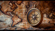 © LiezDesign - Old Vintage Compass on a old map background, Capture the spirit of exploration and adventure with a classic photo