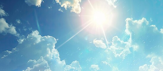 Leinwandbilder - Peaceful background - beautiful blue sky with bright sun, heaven. with copy space image. Place for adding text or design
