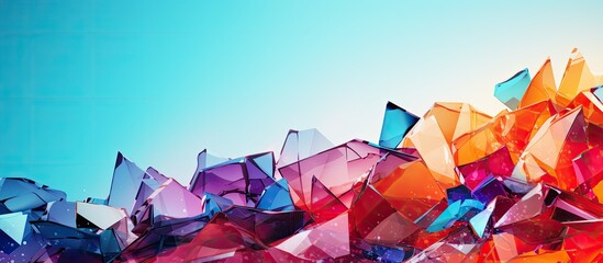 Aufkleber - Colorful broken glass fragments on a gradient background with copy space image.