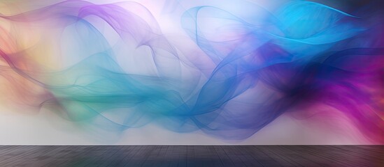 Poster - Smoke and light creating an abstract background with a black and white grain blur wall texture, featuring rainbow refraction, and ample copy space image.