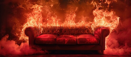 Poster - The symbol couch burns in red fire  . with copy space image. Place for adding text or design