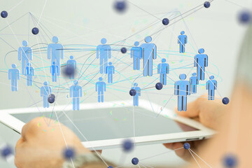 Poster - Business people silhouettes network team