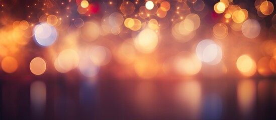 Poster - High-quality photo of a holiday glowing backdrop with defocused blinking lights and blurred bokeh creating a festive atmosphere, providing ample copy space image.