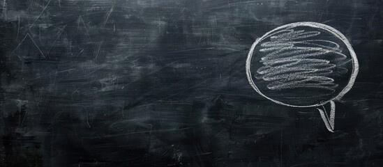 Poster - Chalk drawing in speech bubble shape with white color on blackboard with copy space image.