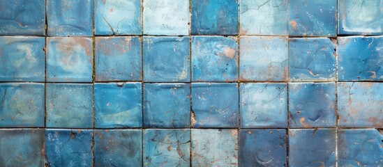 Aufkleber - Old blue tile for background. with copy space image. Place for adding text or design