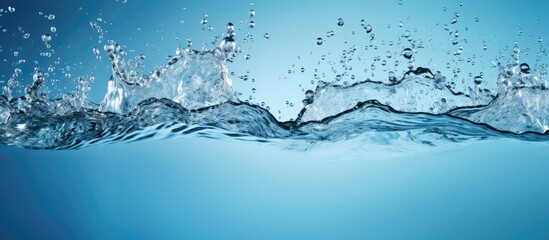 Aufkleber - Blue backdrop with splashing water framing a copy space image.