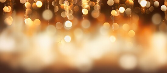 Poster - High-quality photo of a holiday glowing backdrop with defocused blinking lights and blurred bokeh creating a festive atmosphere, providing ample copy space image.