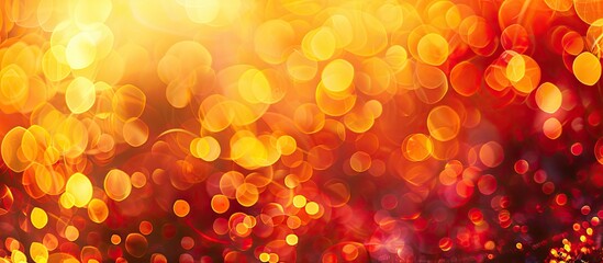 Fototapete - Vibrant yellow, red, and orange bokeh backdrop with copy space image.