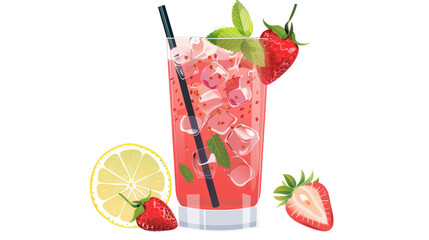 Strawberry Lemonade with Mint and Ice