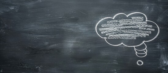 Poster - Chalk drawing in speech bubble shape with white color on blackboard with copy space image.