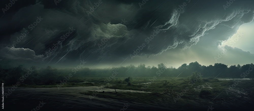 Eerie atmospheric conditions depicted with a menacing storm cloud ...
